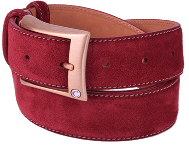 Cherry Red Suede Leather Men's Belt